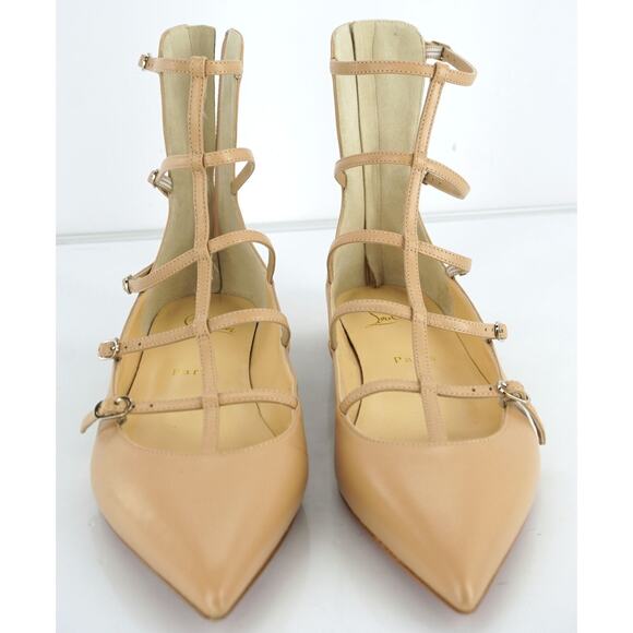 Christian Louboutin Nude Calf Toerless Strappy Flat Sandals Size 38 NIB $845 - Picture 9 of 10